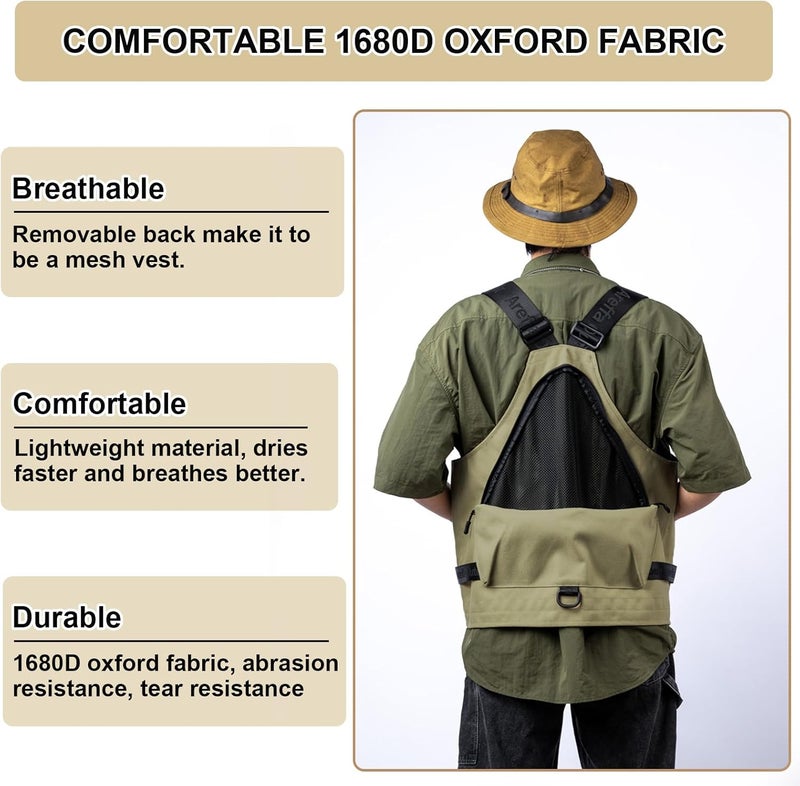 AREFFA Store Adjustable Fishing Vest for Men, 10-Pocket Cargo Vest for Hiking & Travel - Image 5